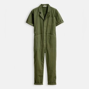 Alex Mill Standard Short Sleeve Linen Jumpsuit - Faded Olive